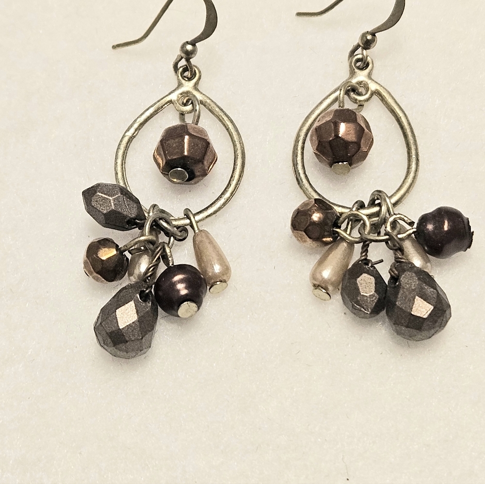 Dazzling Faceted Bead Dangle Earrings, Silver Tone Chandelier Style
